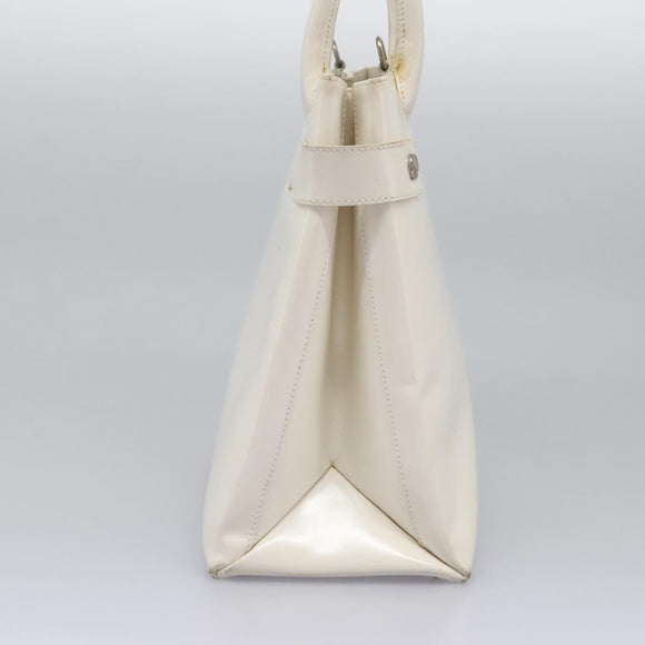 GUCCI Hand Bag Enamel 2way White Auth 108277
