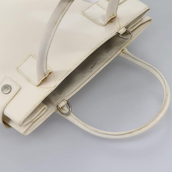 GUCCI Hand Bag Enamel 2way White Auth 108277
