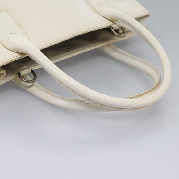 GUCCI Hand Bag Enamel 2way White Auth 108277
