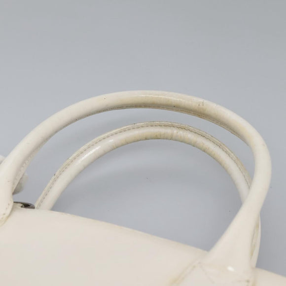 GUCCI Hand Bag Enamel 2way White Auth 108277