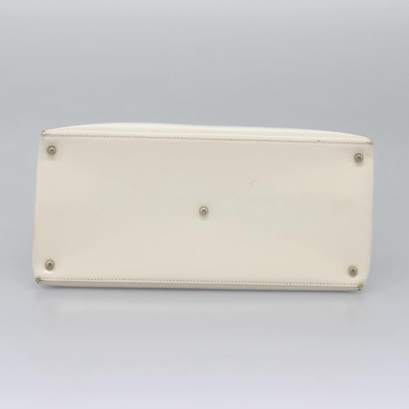 GUCCI Hand Bag Enamel 2way White Auth 108277