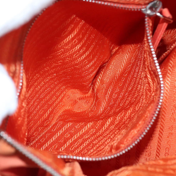 PRADA Shoulder Bag Nylon Orange Silver Auth 108312