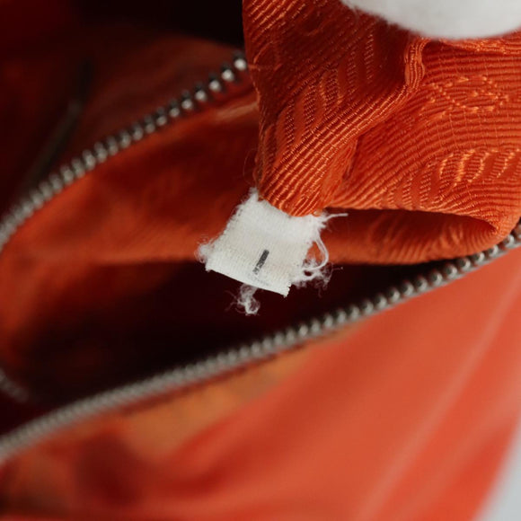 PRADA Shoulder Bag Nylon Orange Silver Auth 108312