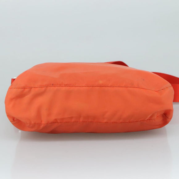 PRADA Shoulder Bag Nylon Orange Silver Auth 108312