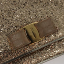 Salvatore Ferragamo Shoulder Bag Sequin 2way Gold Auth 108329-18