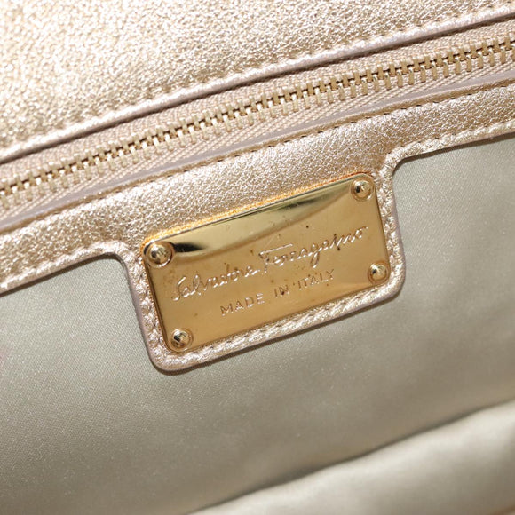 Salvatore Ferragamo Shoulder Bag Sequin 2way Gold Auth 108329