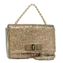 Salvatore Ferragamo Shoulder Bag Sequin 2way Gold Auth 108329-1