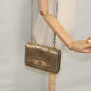 Salvatore Ferragamo Shoulder Bag Sequin 2way Gold Auth 108329-28