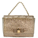 Salvatore Ferragamo Shoulder Bag Sequin 2way Gold Auth 108329-13