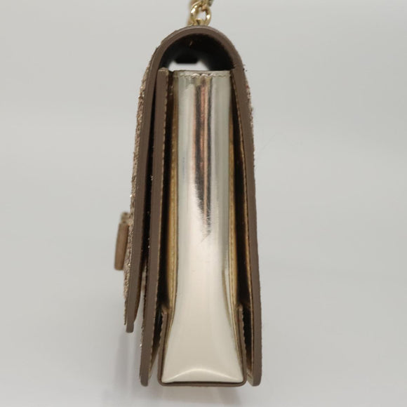 Salvatore Ferragamo Shoulder Bag Sequin 2way Gold Auth 108329