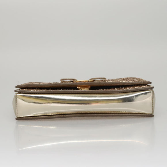 Salvatore Ferragamo Shoulder Bag Sequin 2way Gold Auth 108329