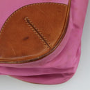 PRADA Shoulder Bag Nylon Pink Beige Silver Auth 108330-15