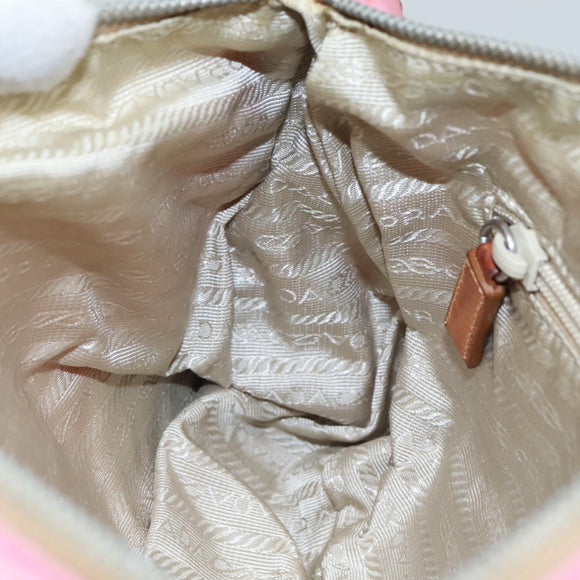 PRADA Shoulder Bag Nylon Pink Beige Silver Auth 108330