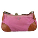 PRADA Shoulder Bag Nylon Pink Beige Silver Auth 108330-13