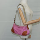 PRADA Shoulder Bag Nylon Pink Beige Silver Auth 108330-23