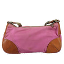 PRADA Shoulder Bag Nylon Pink Beige Silver Auth 108330-2