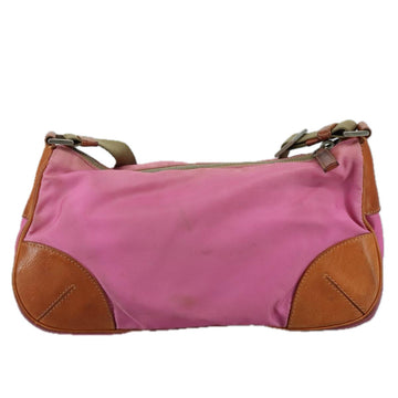 PRADA Shoulder Bag Nylon Pink Beige Silver Auth 108330 - 0
