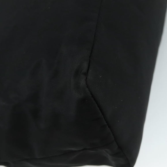 PRADA Hand Bag Nylon Leather Black Silver Auth 108371