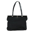 PRADA Hand Bag Nylon Leather Black Silver Auth 108371-13