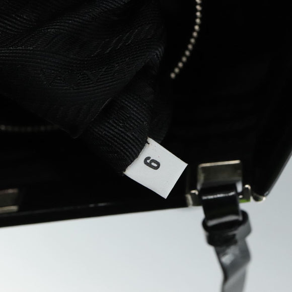 PRADA Hand Bag Nylon Leather Black Silver Auth 108371