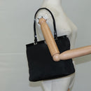 PRADA Hand Bag Nylon Leather Black Silver Auth 108371-21
