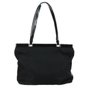 PRADA Hand Bag Nylon Leather Black Silver Auth 108371-2