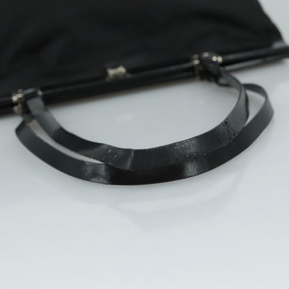 PRADA Hand Bag Nylon Leather Black Silver Auth 108371