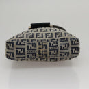 FENDI Zucchino Canvas Hand Bag Navy Silver Auth 108378V-6