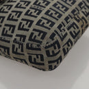 FENDI Zucchino Canvas Hand Bag Navy Silver Auth 108378V-15