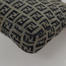 FENDI Zucchino Canvas Hand Bag Navy Silver Auth 108378V-18
