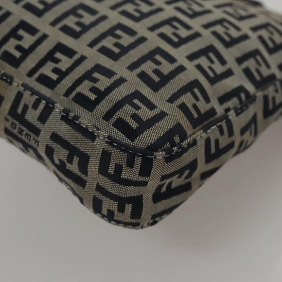 FENDI Zucchino Canvas Hand Bag Navy Silver Auth 108378V