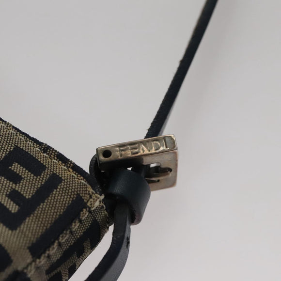 FENDI Zucchino Canvas Hand Bag Navy Silver Auth 108378V