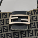 FENDI Zucchino Canvas Hand Bag Navy Silver Auth 108378V-20