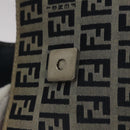 FENDI Zucchino Canvas Hand Bag Navy Silver Auth 108378V-21