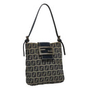 FENDI Zucchino Canvas Hand Bag Navy Silver Auth 108378V-1