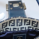 FENDI Zucchino Canvas Hand Bag Navy Silver Auth 108378V-23