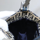 FENDI Zucchino Canvas Hand Bag Navy Silver Auth 108378V-25