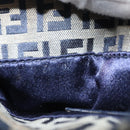 FENDI Zucchino Canvas Hand Bag Navy Silver Auth 108378V-12