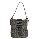 FENDI Zucchino Canvas Hand Bag Navy Silver Auth 108378V-13