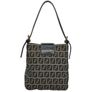 FENDI Zucchino Canvas Hand Bag Navy Silver Auth 108378V-2