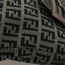 FENDI Zucchino Canvas Hand Bag Navy Silver Auth 108378V-4
