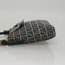 FENDI Zucchino Canvas Hand Bag Navy Silver Auth 108378V-5