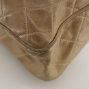CHANEL Matelasse Chain Shoulder Bag Lamb Skin Beige Gold CC Auth 108395-9