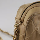 CHANEL Matelasse Chain Shoulder Bag Lamb Skin Beige Gold CC Auth 108395-17
