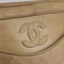 CHANEL Matelasse Chain Shoulder Bag Lamb Skin Beige Gold CC Auth 108395-18