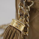 CHANEL Matelasse Chain Shoulder Bag Lamb Skin Beige Gold CC Auth 108395-10