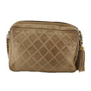 CHANEL Matelasse Chain Shoulder Bag Lamb Skin Beige Gold CC Auth 108395-2