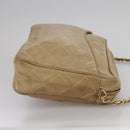 CHANEL Matelasse Chain Shoulder Bag Lamb Skin Beige Gold CC Auth 108395-4