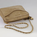 CHANEL Matelasse Chain Shoulder Bag Lamb Skin Beige Gold CC Auth 108395-7