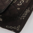 CHANEL Matelasse Chain Shoulder Bag Canvas Black Gold CC Auth 108396-15